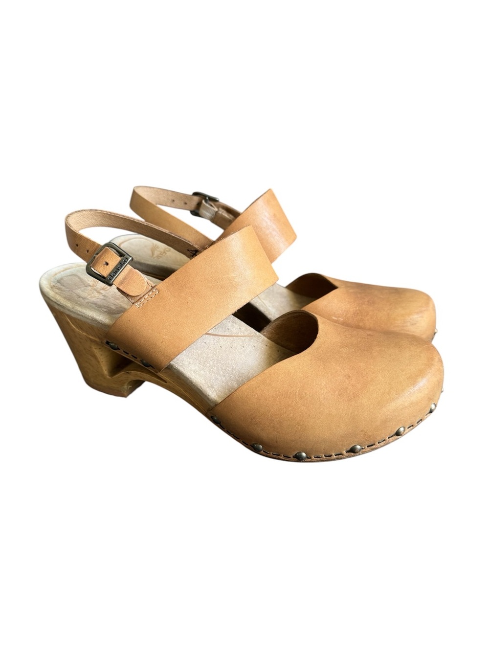 Dansko Thea Clogs Sandals Tan Leather Comfort Shoes Womens 40